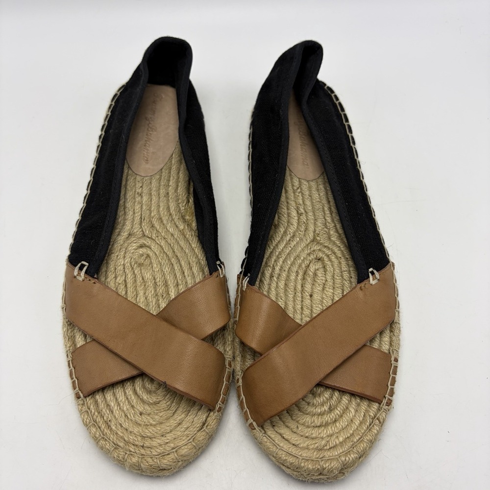 Tommy Bahama Sandals Womens 9.5 B Canvas Leather Braided Jute Midsole Veranda
